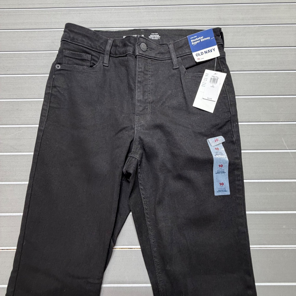 Old Navy Rockstar Super Skinny High Rise Black Jeans 10 Long NWT
